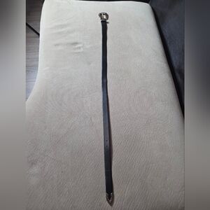 Express Black Leather Belt with Silver Buckle